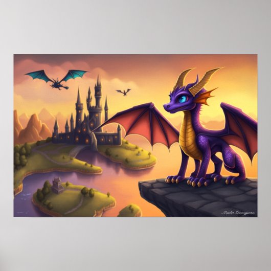 Spyro de Little Dragon fantasy art poster (Voorkant)
