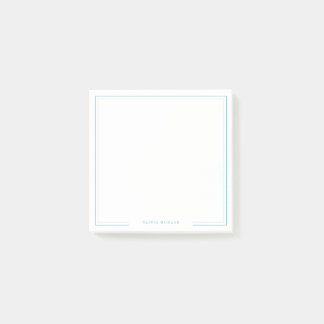 Sqaure Simple Dusty Blue Border Name Stationery Post-it® Notes