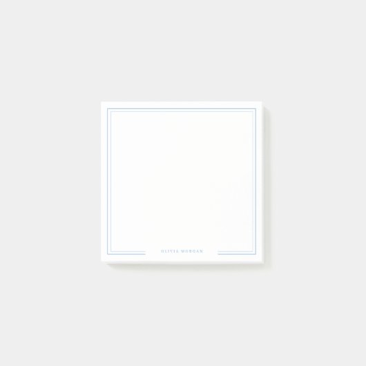Sqaure Simple Dusty Blue Border Name Stationery Post-it® Notes (Voorkant)