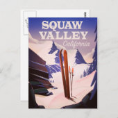 Sqaw Valley California reisposter. Briefkaart (Voorkant / Achterkant)
