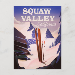 Sqaw Valley Californië reisposter. Briefkaart