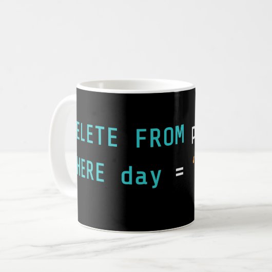 SQL Delete Sunday Plans Coding Mug (Devant gauche)