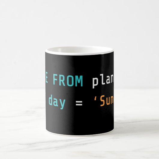 SQL Delete Sunday Plans Coding Mug (Centre)
