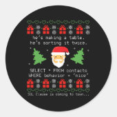 Sql Kerstman Datase Claus Ontwikkelaar Code Db Pr Ronde Sticker (Voorkant)