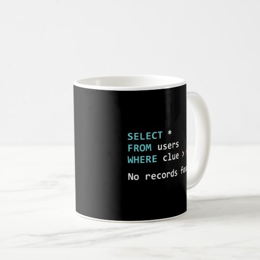 SQL Query SQL Database Admin Programmer Koffiemok (Voorkant rechts)