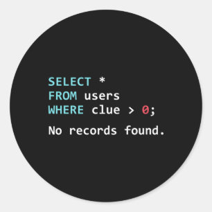 SQL Query SQL Database Admin Programmer Ronde Sticker