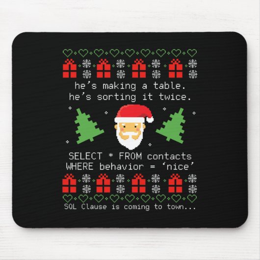 Sql Sinterklaas Datase Claus Ontwikkelaar Code Db  Muismat (Voorkant)
