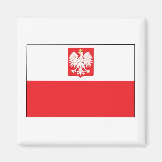 SqPolish Falcon Vlag Vierkante Magneet (Voorkant)