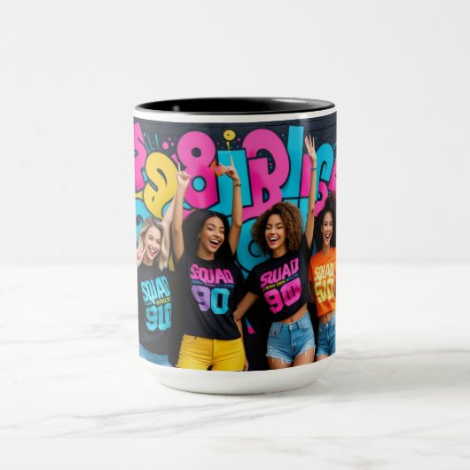 Squad Doelen 90s Retro Esthetisch Zwart Mok (Midden)