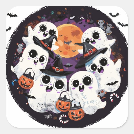 Squad Ghouls | ExDesigner | Halloween Vierkante Sticker (Voorkant)