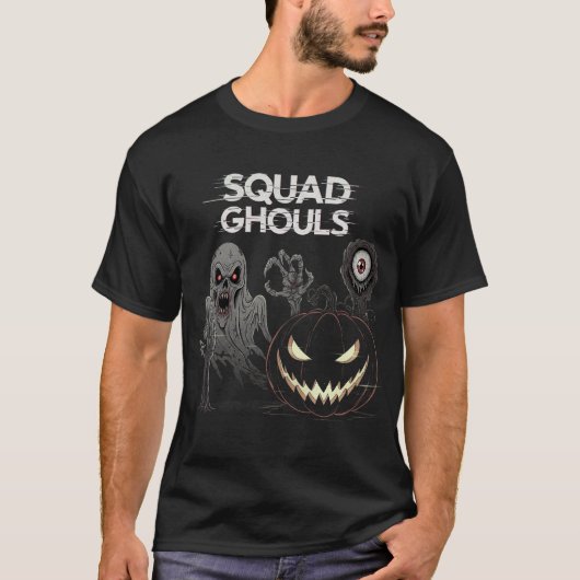 Squad Ghouls Glitch Horror Halloween T-shirt (Voorkant)