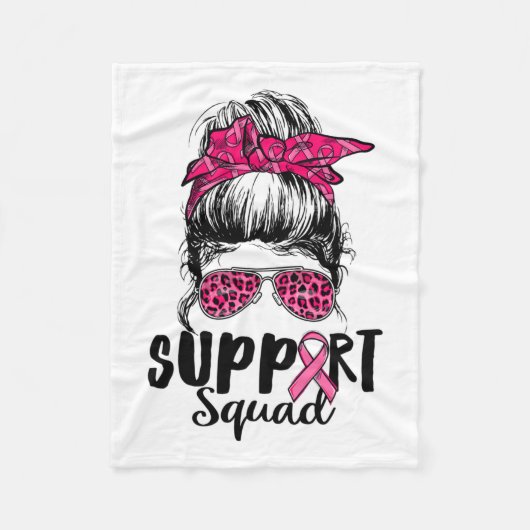 Squad Messy Bun Roze Krijger Borstkanker Awarene Fleece Deken (Voorkant)