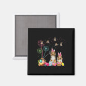 Squad Paaspaar Bunny Shelties Paardenbloemen Hunt Magneet (Voorkant / Achterkant)