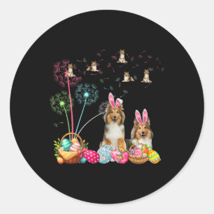 Squad Paaspaar Bunny Shelties Paardenbloemen Hunt Ronde Sticker