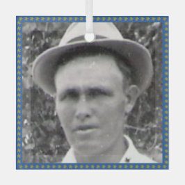 Square Ancestor Photo Blue and Gold Lijst Ornament