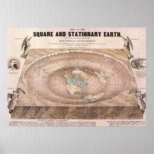 "Square and Briefpapier" Flat Earth Map Poster