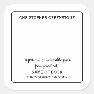 Square Author Signature Black Bookplate Vierkante Sticker