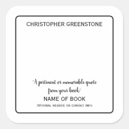 Square Author Signature Black Bookplate Vierkante Sticker