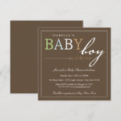 Square BABY BOY Baby shower Invitation Kaart (Voorkant / Achterkant)