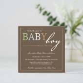 Square BABY BOY Baby shower Invitation Kaart (Staand voorkant)