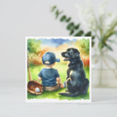 Square Baby en het Black Lab Dog Baby shower Kaart (Staand voorkant)