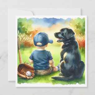 Square Baby en het Black Lab Dog Baby shower Kaart