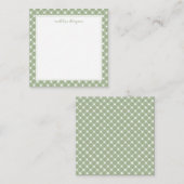 Square Basic Gingham Sage Green Border Notitiekaartje (Voorkant / Achterkant)