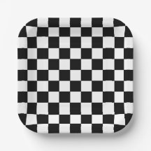 Square Black and White Checker Paper Plates