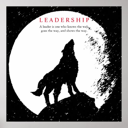 Square Black White Inspirerend Leadership Wolf Poster (Voorkant)