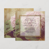 Square  Blush Pink Hydrangea Vintage Wedding Kaart (Voorkant / Achterkant)