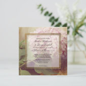 Square  Blush Pink Hydrangea Vintage Wedding Kaart (Staand voorkant)