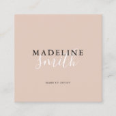 Square Boho Beige Script QR code Vierkante Visitekaartje (Voorkant)