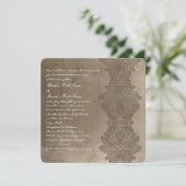 Square Brown  Damask Wedding Invitation Kaart (Staand voorkant)