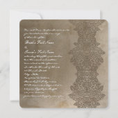 Square Brown  Damask Wedding Invitation Kaart (Voorkant)