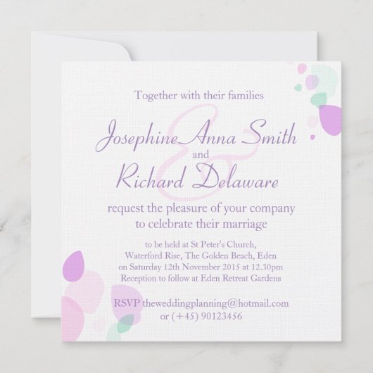 Square bruiloft nodigt moderne grafische bloemblad kaart (Achterkant)