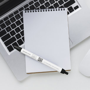 Square Business Logo QR Code & Text Promotion Zwarte Inkt Pen