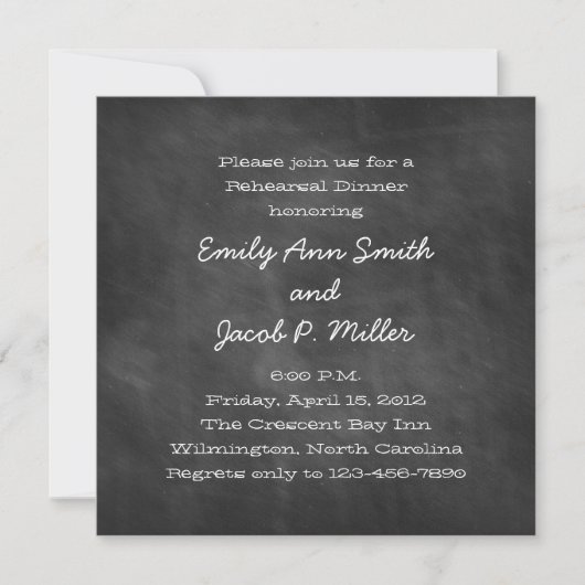 Square Chalkboard repesial Dinner Invitations Kaart (Voorkant)