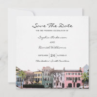Square Charleston Rainbow Row sparen de datum
