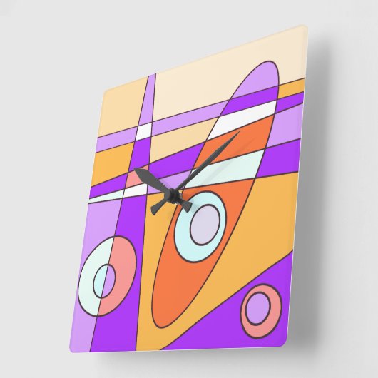 Square Clock Abstract Surfende Paarse Sinaasappel Vierkante Klok (Hoek)