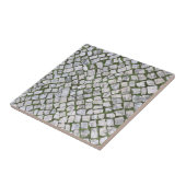 Square Cobblestone Rock Pattern met Green Moss Tegeltje (Zijkant)