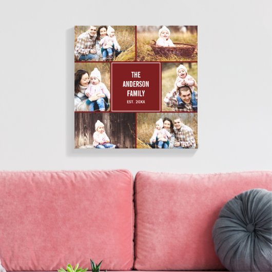 Square Collage Custom Photo Wrapped Canvas (Insitu (Woonkamer))