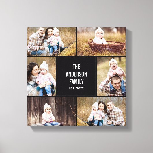 Square Collage Custom Photo Wrapped Canvas Afdruk (Voorkant)