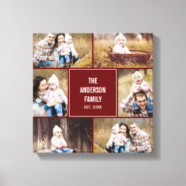 Square Collage Custom Photo Wrapped Canvas Afdruk
