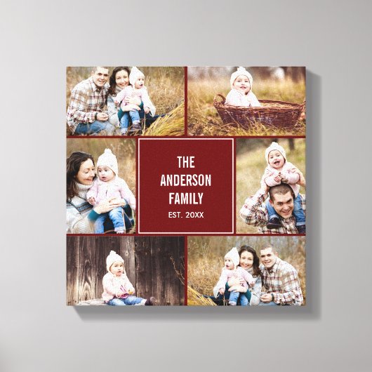 Square Collage Custom Photo Wrapped Canvas Afdruk (Voorkant)