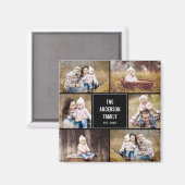 Square Collage Personalized Photo Magnet Magneet (Voorkant / Achterkant)