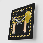 Square Construction Road Sign Wall Clock Vierkante Klok (Hoek)