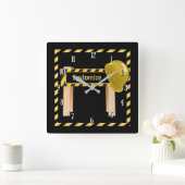 Square Construction Road Sign Wall Clock Vierkante Klok (Huis)