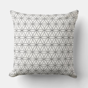 Square Cushion, Lotus Flower Graphic in grijs Kussen