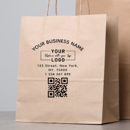 Square Custom Business Logo Qr Code & Address  Rubberstempel