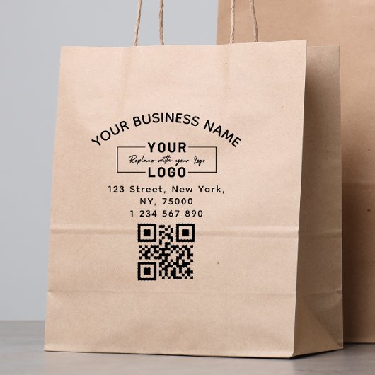 Square Custom Business Logo Qr Code & Address  Rubberstempel